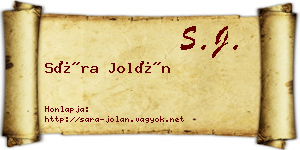 Sára Jolán névjegykártya