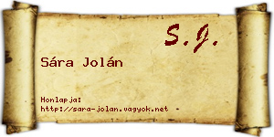 Sára Jolán névjegykártya